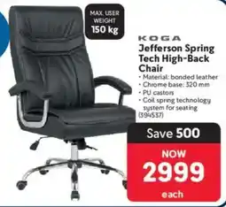 Makro KOGA Jefferson Spring Tech High-Back Chair offer