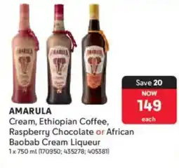 Makro AMARULA Cream, Ethiopian Coffee, Raspberry Chocolate or African Baobab Cream Liqueur offer