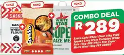 OK Grocer Sasko Cake Wheat Flour PLUS Spekko Long Grain Parboiled White Rice PLUS White Star Super Maize Meal offer