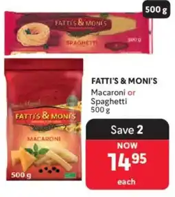 Makro FATTI'S & MONI'S Macaroni or Spaghetti offer