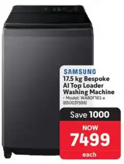 Makro SAMSUNG 17.5 kg Bespoke AI Top Loader Washing Machine offer