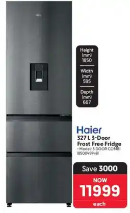 Makro Haier 327 L 3-Door Frost Free Fridge offer