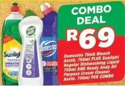 OK Grocer Domestos Thick Bleach Sunlight Regular Dishwashing Liquid Handy Andy All Purpose Cream Cleaner offer