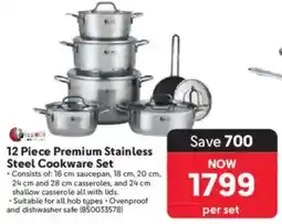 Makro Cissoli 12 Piece Premium Stainless Steel Cookware Set offer