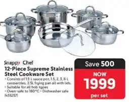 Makro Snappy Chef 12-Piece Supreme Stainless Steel Cookware Set offer