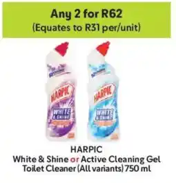 Makro Harpic White & Shine or Active Cleaning Gel Toilet Cleaner offer
