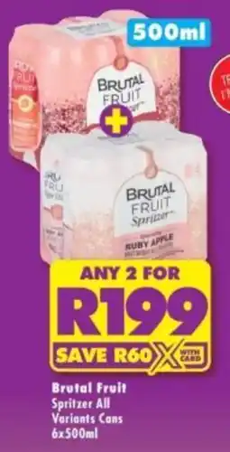 Shoprite Liquor Brutal Fruit Spritzer All Variants Cans offer
