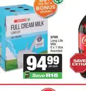 Spar SPAR Long Life Milk 6 x 1 litre Assorted offer
