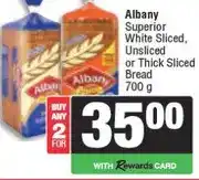 Spar Albany Superior White Sliced, Unsliced or Thick Sliced Bread 700 g - Buy any 2 offer