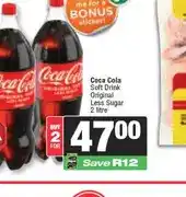 Spar Coca Cola Soft Drink Original Less Sugar 2 litre (Buy 2) offer
