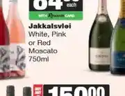 Spar Jakkalsvlei White, Pink or Red Moscato 750ml offer