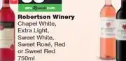 Spar Robertson Winery Chapel White, Extra Light, Sweet White, Sweet Rosé, Red or Sweet Red 750ml offer