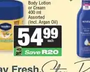 Spar Vaseline Body Lotion or Cream 400 ml Assorted (Incl. Argan Oil) offer