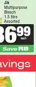 Spar Jik Multipurpose Bleach 1.5 litre Assorted offer