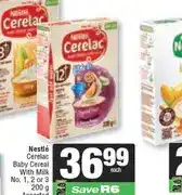 Spar Nestlé Cerelac Baby Cereal With Milk No. 1, 2 or 3 200 g Assorted offer