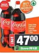 Spar Coca-Cola Soft Drink Original or Less Sugar 2 litre - 2 for offer