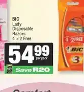 Spar BIC Lady Disposable Razors 4 + 2 Free offer