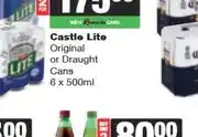 Spar Castle Lite Original or Draught Cans 6 x 500ml offer