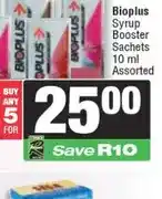 Spar Bioplus Syrup Booster Sachets 10 ml Assorted offer