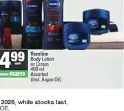 Spar Vaseline Body Lotion or Cream 400 ml Assorted (Incl. Argan Oil) offer