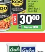 Spar Koo Baked Beans in Tomato Sauce 400 g offer