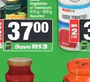 Spar Koo Mixed Vegetables or Sweetcorn 415 g - 420 g Assorted offer
