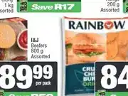 Spar Rainbow Simply Chicken Premium Polony 1 kg Assorted offer