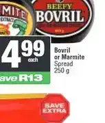 Spar Bovril or Marmite Spread 250 g offer