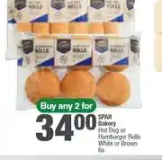 Spar SPAR Bakery Hot Dog or Hamburger Rolls White or Brown 6s (Buy any 2) offer