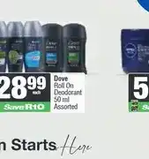 Spar Dove Roll On Deodorant 50 ml Assorted offer