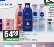 Spar Nivea Body Lotions or Creams 400 ml Assorted offer
