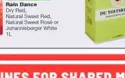 Spar Rain Dance Dry Red, Natural Sweet Red, Natural Sweet Rosé or Johannisberger White 1L offer