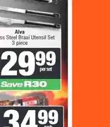 Spar Alva Stainless Steel Braai Utensil Set 3 piece offer