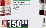 Spar Jakkalsvlei White, Pink or Red Moscato 750ml offer