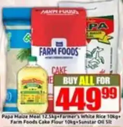 Three Star Cash and Carry Papa Maize Meal Farmer's White Rice Farm Foods Cake Flour Sunstar Oil Slt offer