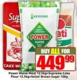 Three Star Cash and Carry Power Maize Meal Supreme Cake Flour Selati Brown Sugar offer