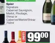 Spar Spier Signature Cabernet Sauvignon, Merlot, Pinotage, Shiraz or Cabernet/Merlot/Shiraz 750ml - Buy a offer