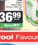 Spar SPAR Budget Refuse Bags 750mm x 950mm 20s offer