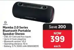Makro Volkano Mamba 2.0 Series Bluetooth Portable Speaker Stereo offer