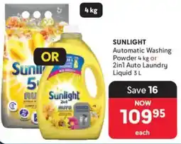 Makro Sunlight Automatic Washing Powder 4 kg or 2in1 Auto Laundry Liquid 3 L offer