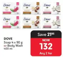 Makro DOVE Soap 4 x 90 g or Body Wash 400 ml offer
