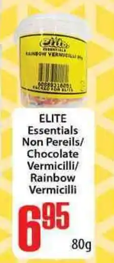 Elite Cash & Carry Elite Essentials Non Pereils/Chocolate Vermicilli/Rainbow Vermicilli 80g offer