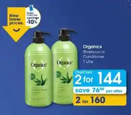 Clicks Organics Shampoo or Conditioner offer