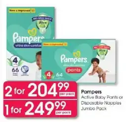 Clicks Pampers Active Baby Pants or Disposable Nappies Jumbo Pack offer