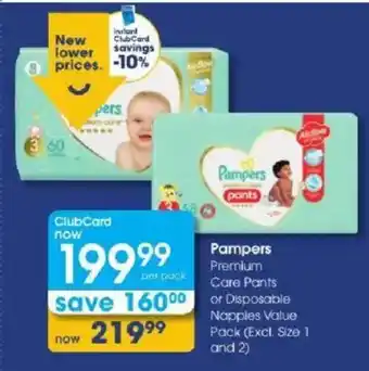 Pampers Premium Care Pants or Disposable Nappies Value Pack