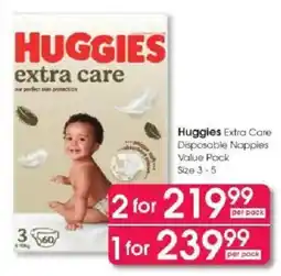 Clicks Huggies Extra Care Disposable Nappies offer
