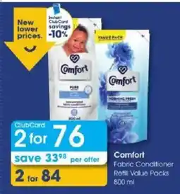 Clicks Comfort Fabric Conditioner Refill Value Packs offer