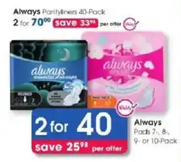 Clicks Always Pantyliners offer