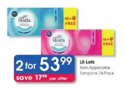 Clicks Lil-Lets Non-Applicator Tampons offer