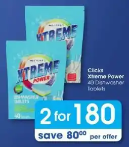 Clicks Clicks Xtreme Power Dishwasher Tablets offer